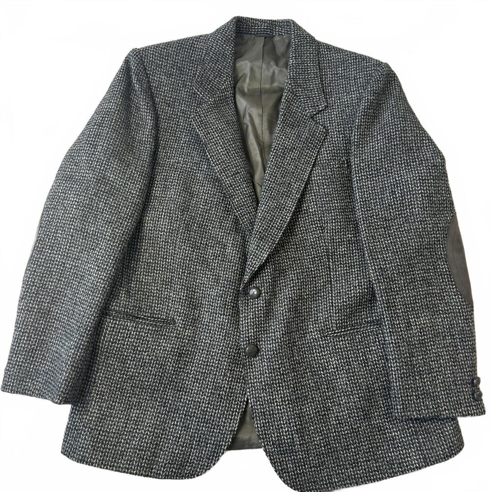 VTG Harris Tweed 100% Wool Tweed Herringbone Grey Men’s Jacket Blazer  - XL?